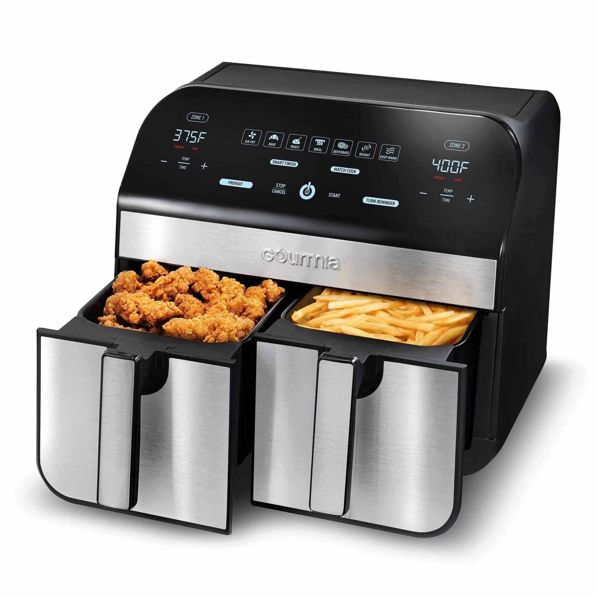 10-Qt. Dual Basket Digital Air Fryer with Smart Finish & Match Cook