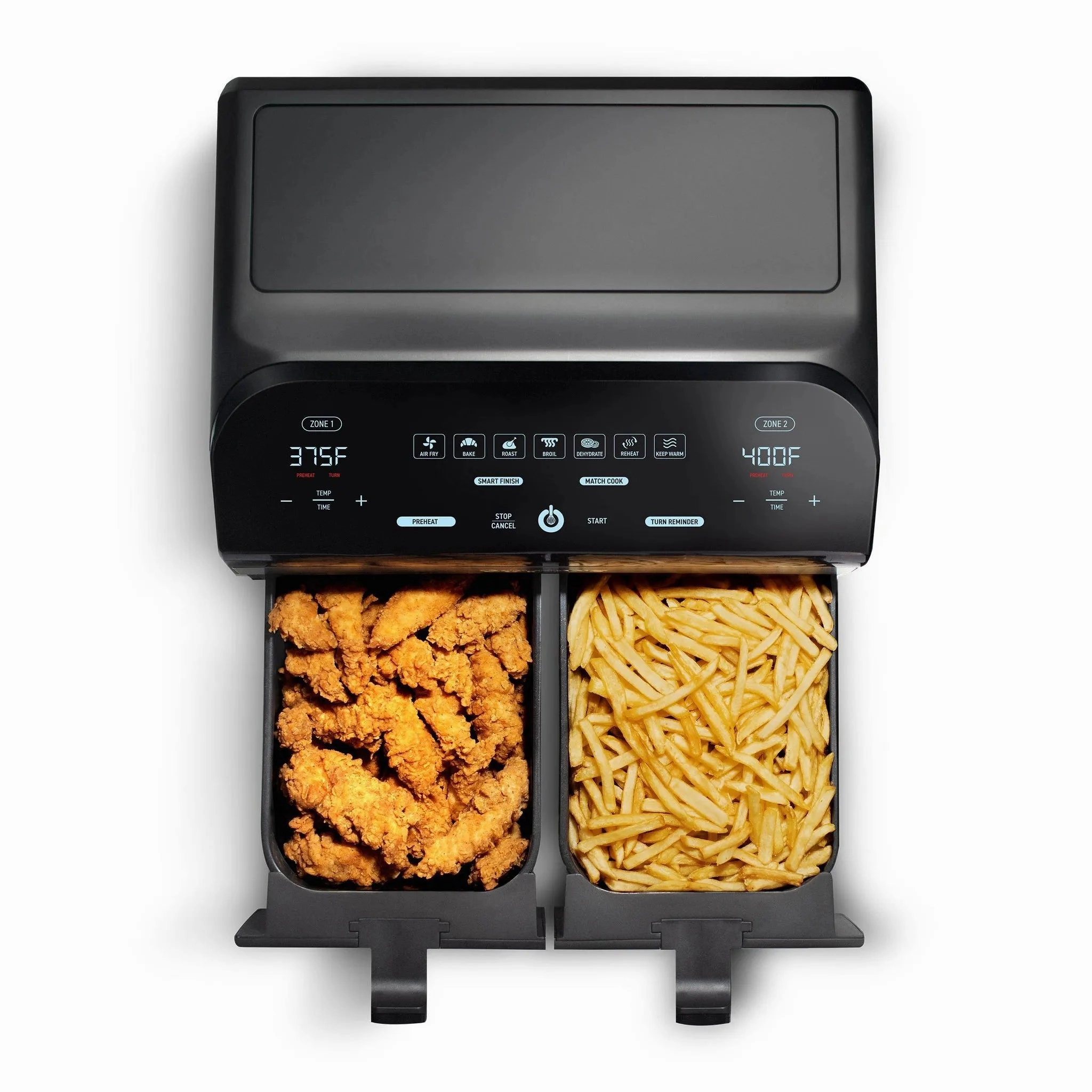 10-Qt. Dual Basket Digital Air Fryer with Smart Finish & Match Cook