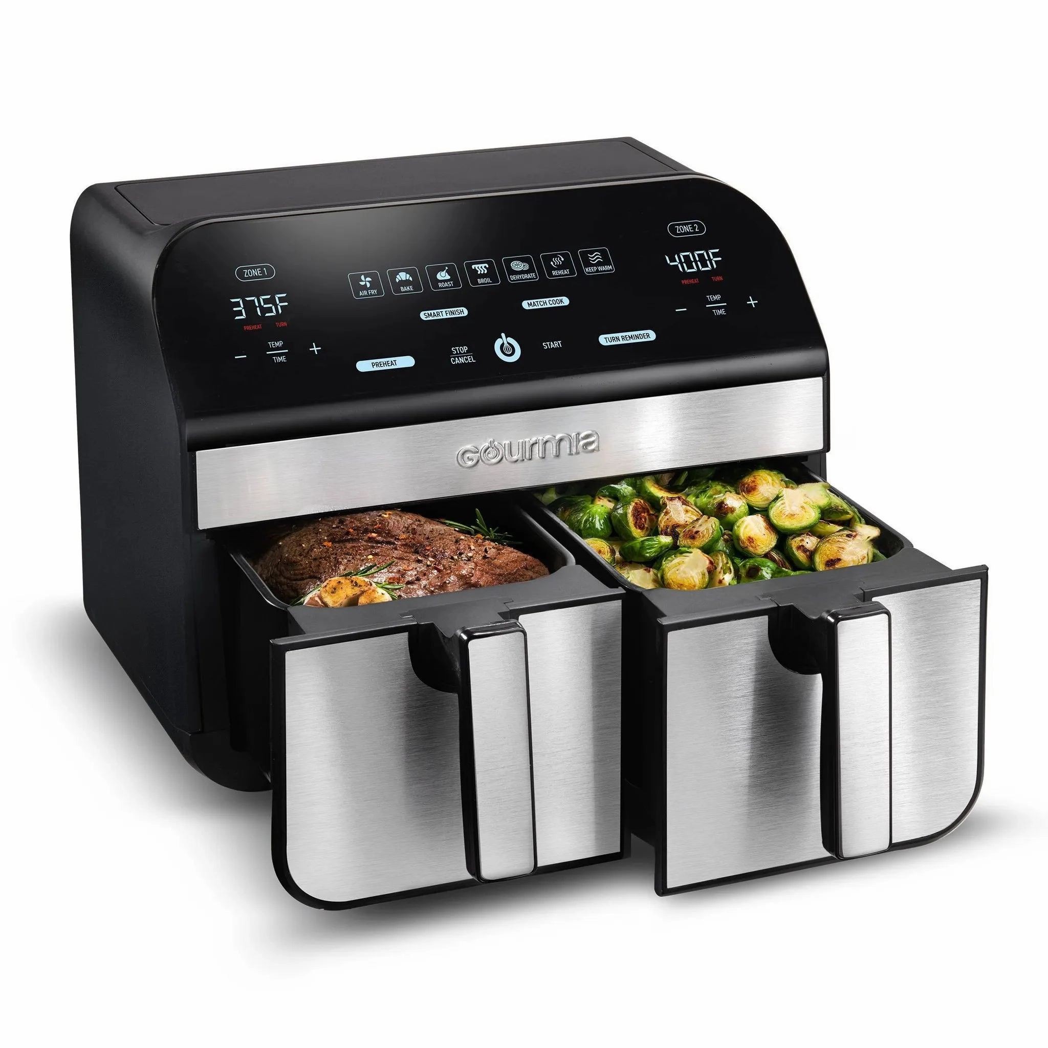 10-Qt. Dual Basket Digital Air Fryer with Smart Finish & Match Cook