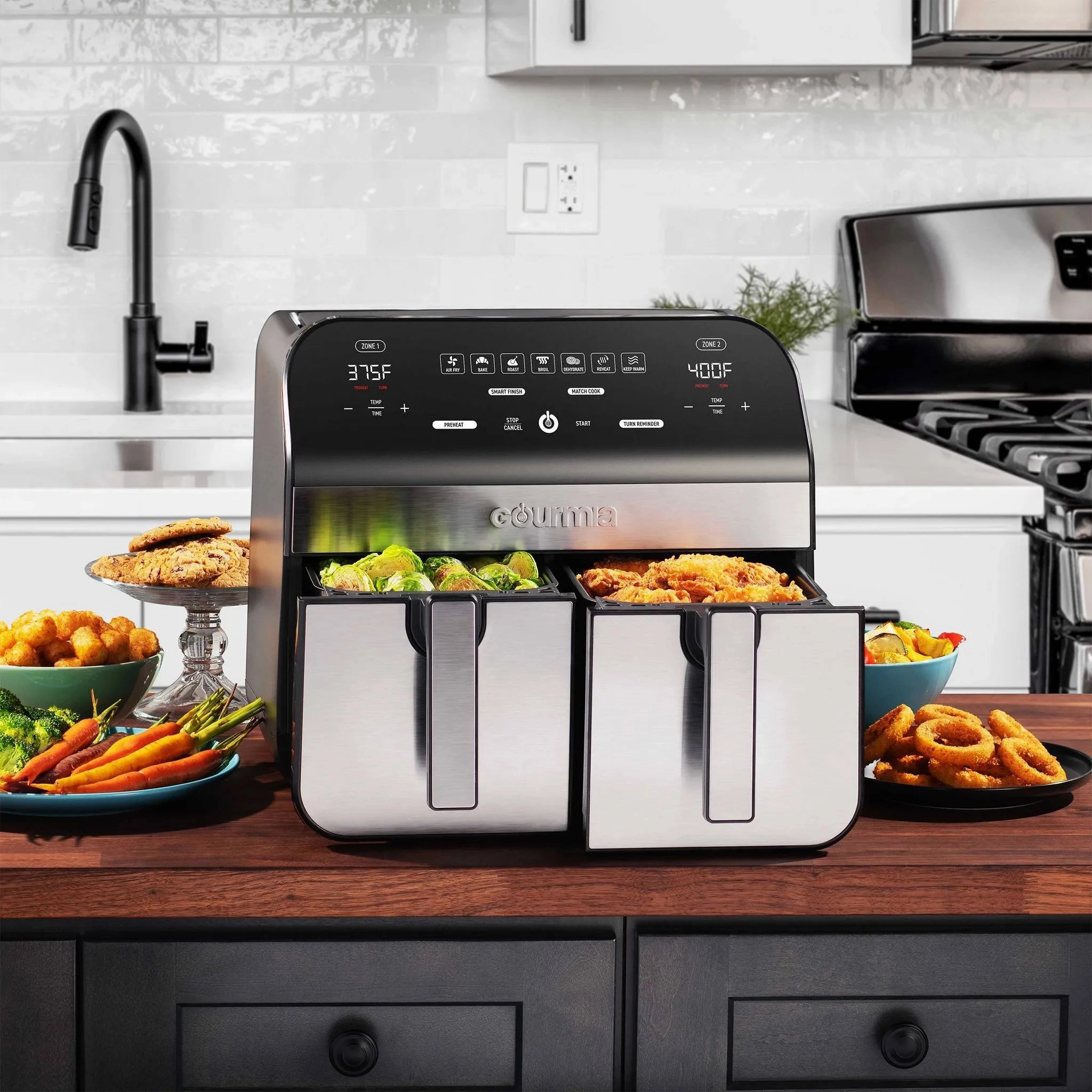10-Qt. Dual Basket Digital Air Fryer with Smart Finish & Match Cook