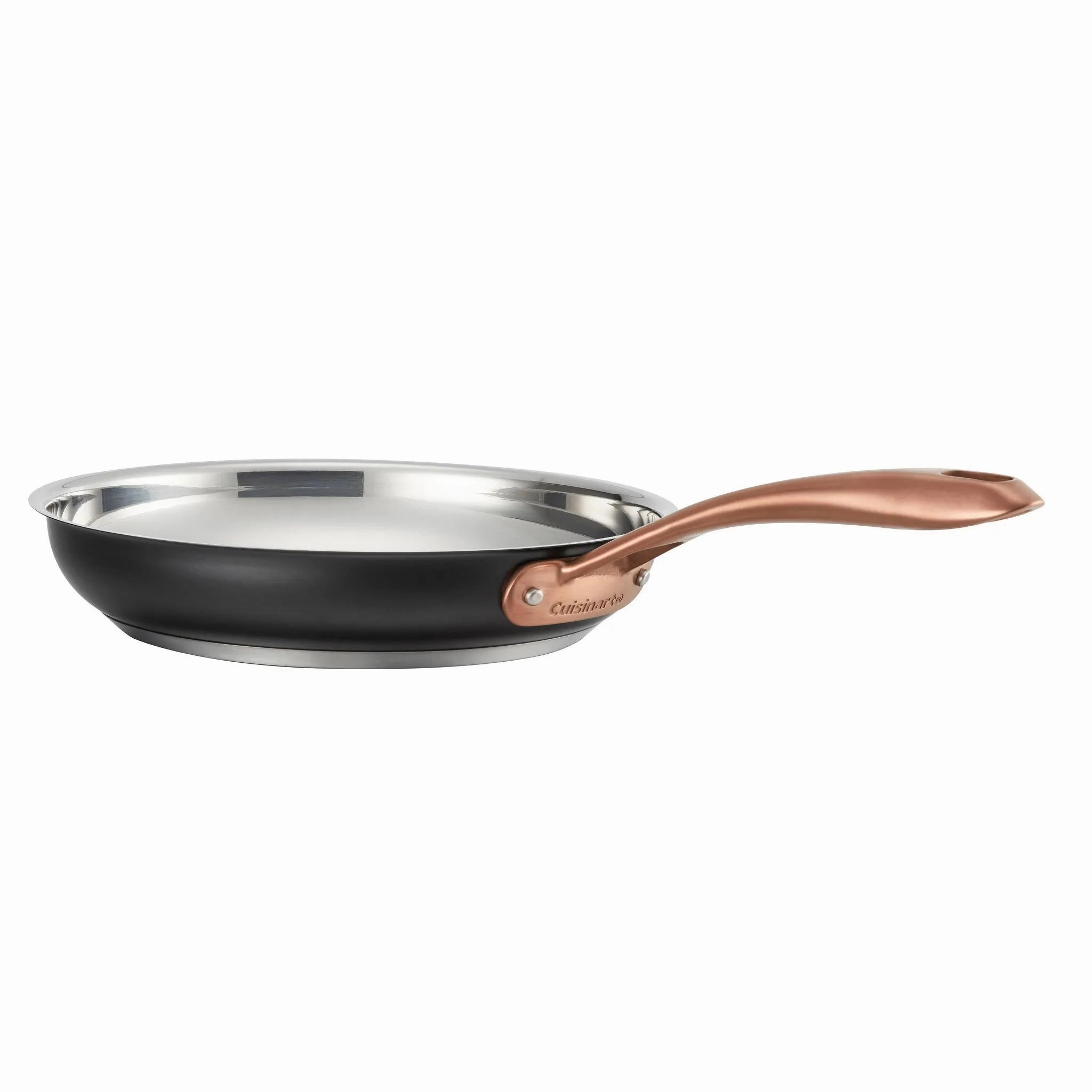 10" Skillet Matte Black Stainless with Blush Bronze: Stainless Steel Pan, Even-Heating, Dishwasher-Safe