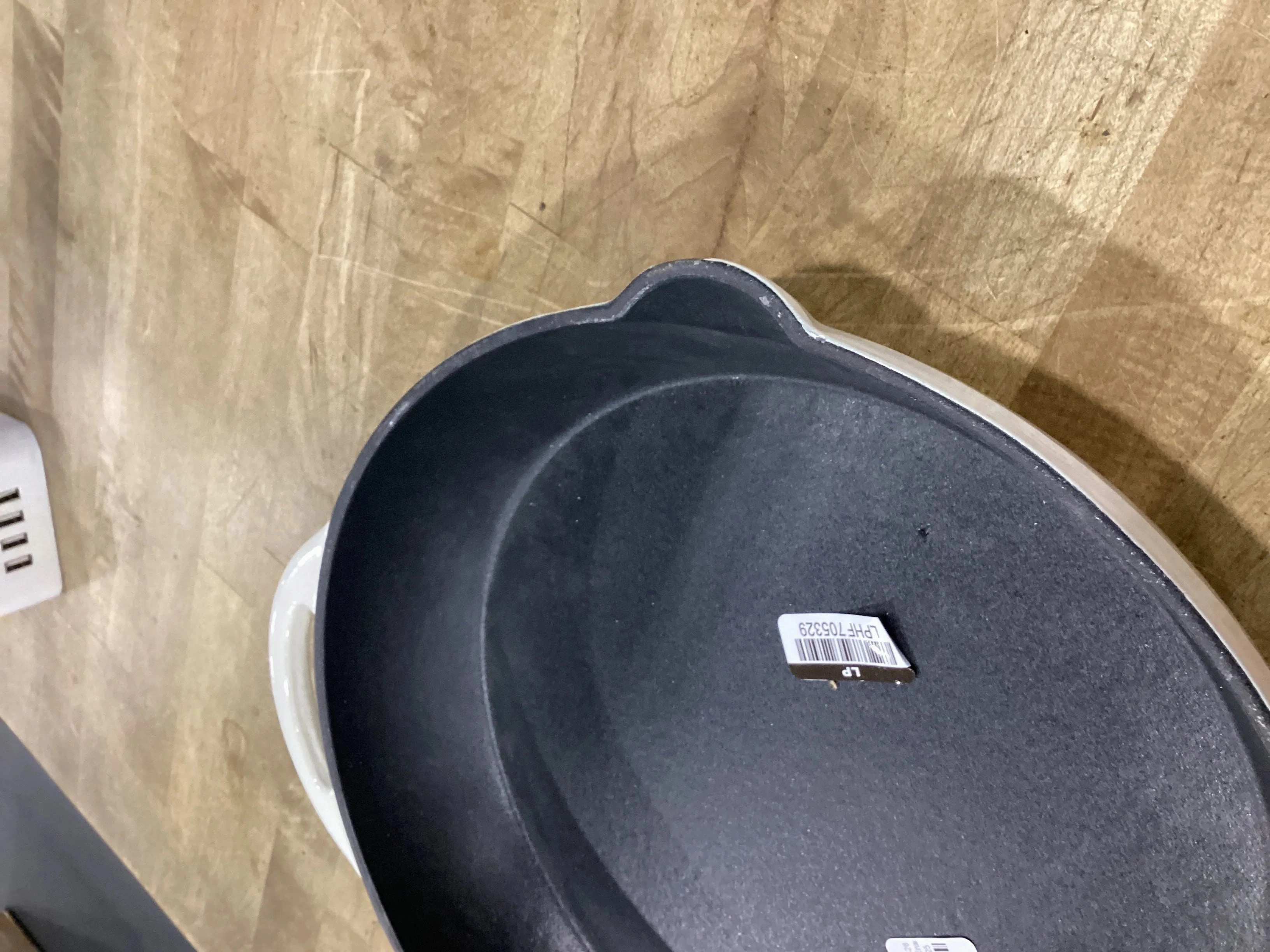 12" Enameled Cast Iron Covered Skillet - Latte: Oven Safe, Porcelain Enamel, Smooth Surface Compatible