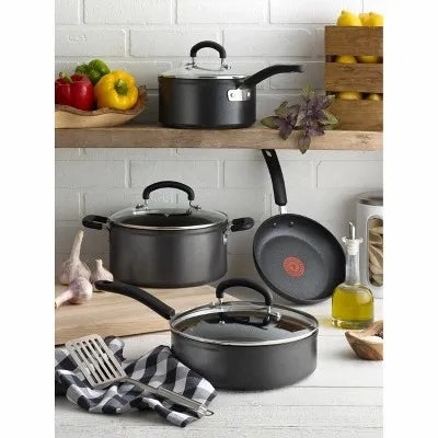 12pc Expert Forged Nonstick Cookware Set Black With Tempered Glass Lids & Stay-Cool Handles