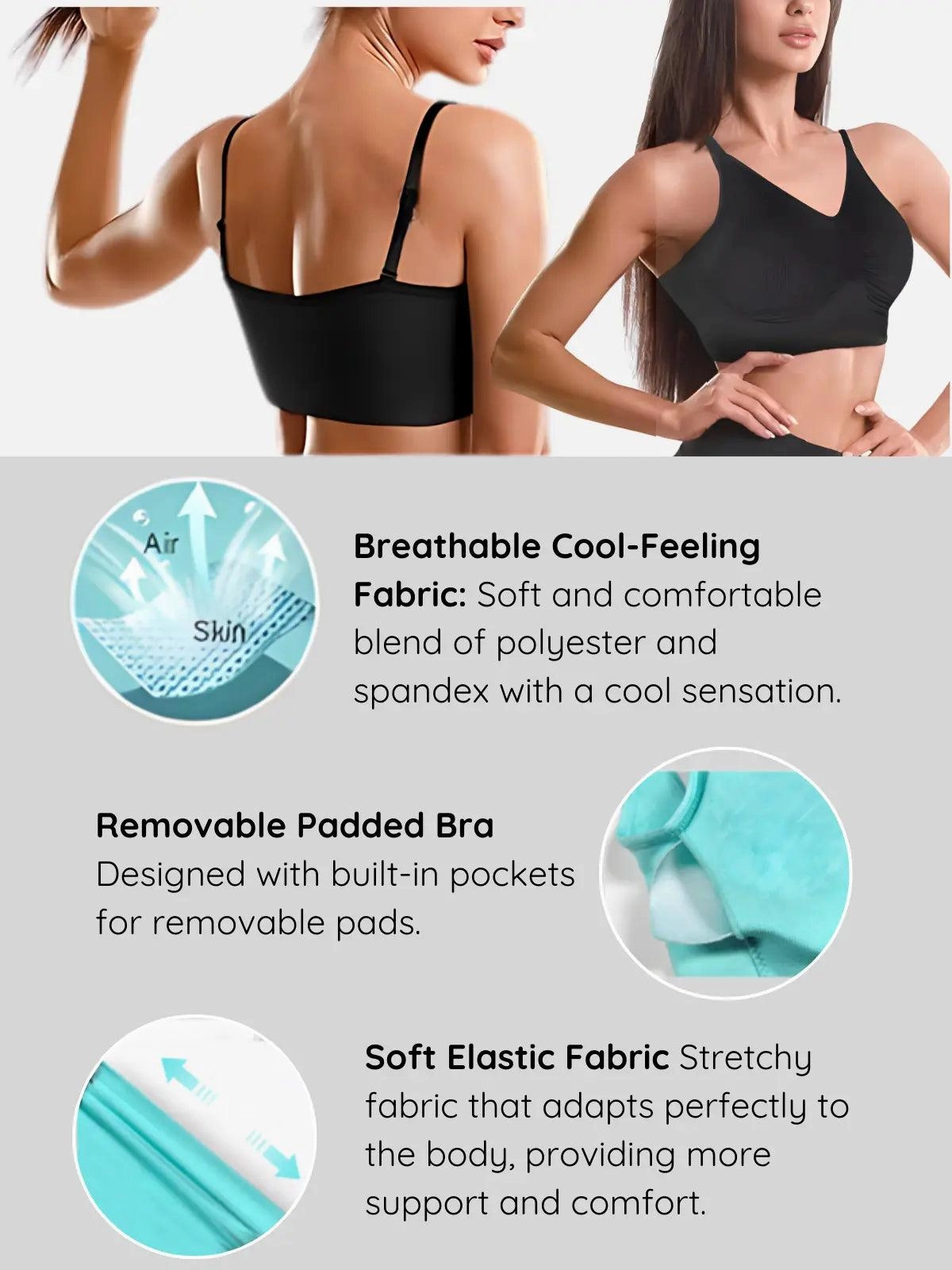 1S8027 Ultra-Comfort Seamless Wireless Bra with 4-Way Stretch and Cool-Feeling Fabric