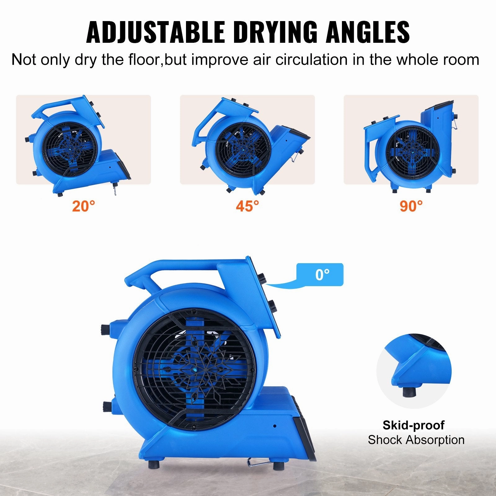 2800 CFM 1/2 HP Stackable High Velocity Air Mover - Blue