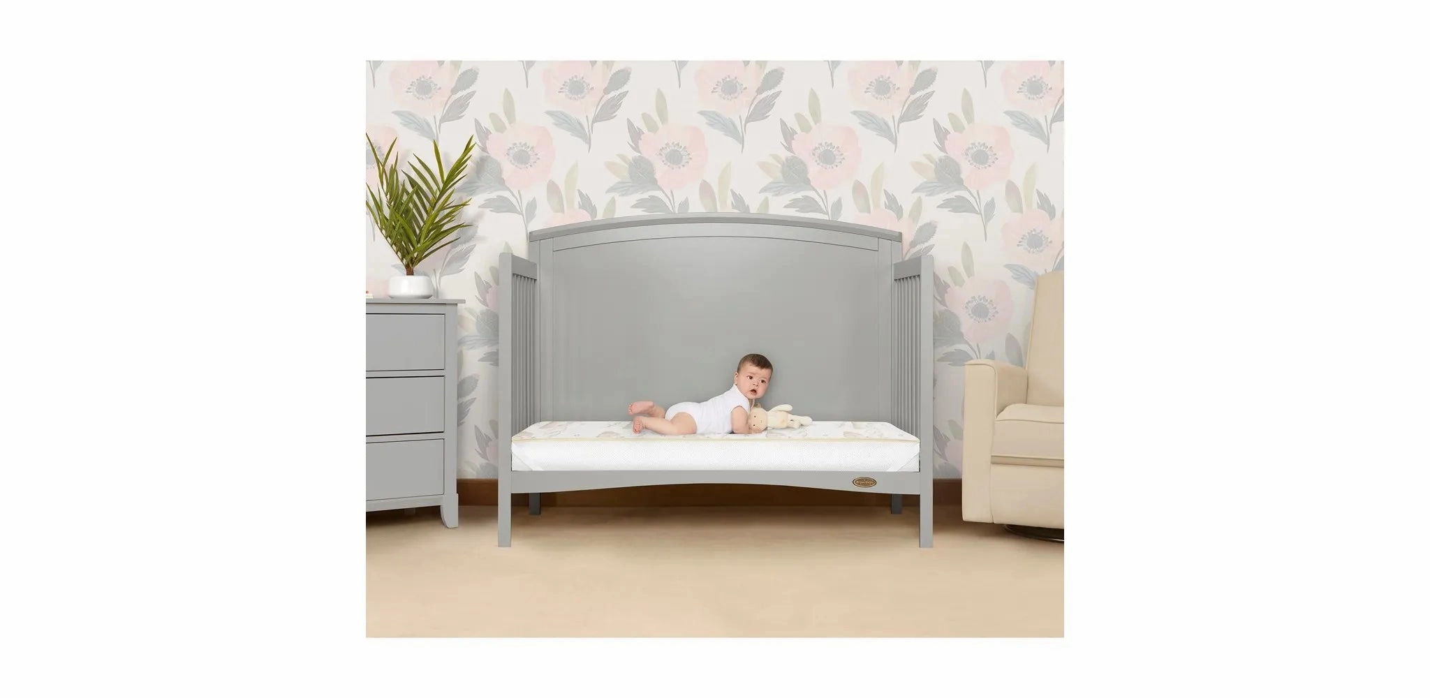 2-In-1 Breathable Twilight 5" Spring Coil Crib and Toddler Bed Mattress with Reversible Design, White/Brown