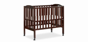 2-in-1 Portable Folding Stationary Side Crib - Espresso