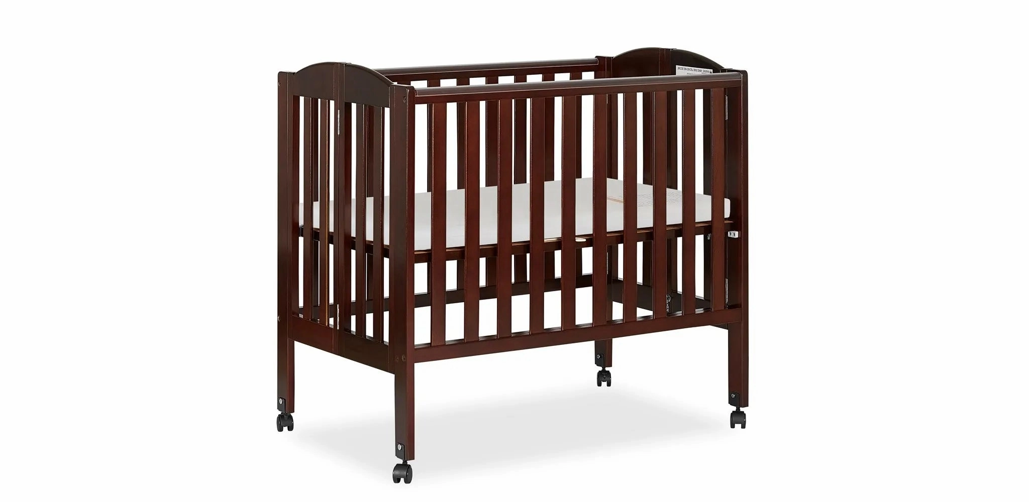2-in-1 Portable Folding Stationary Side Crib - Espresso