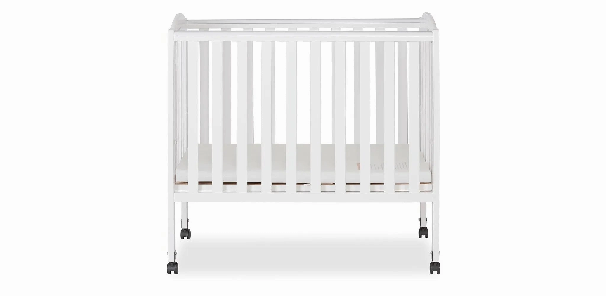 2-in-1 Portable Folding Stationary Side Crib - White