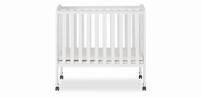 2-in-1 Portable Folding Stationary Side Crib - White