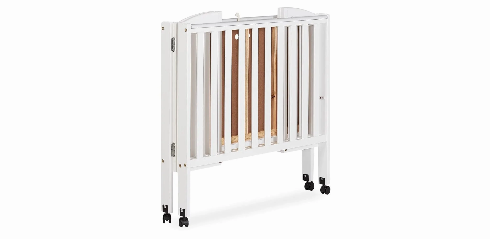 2-in-1 Portable Folding Stationary Side Crib - White