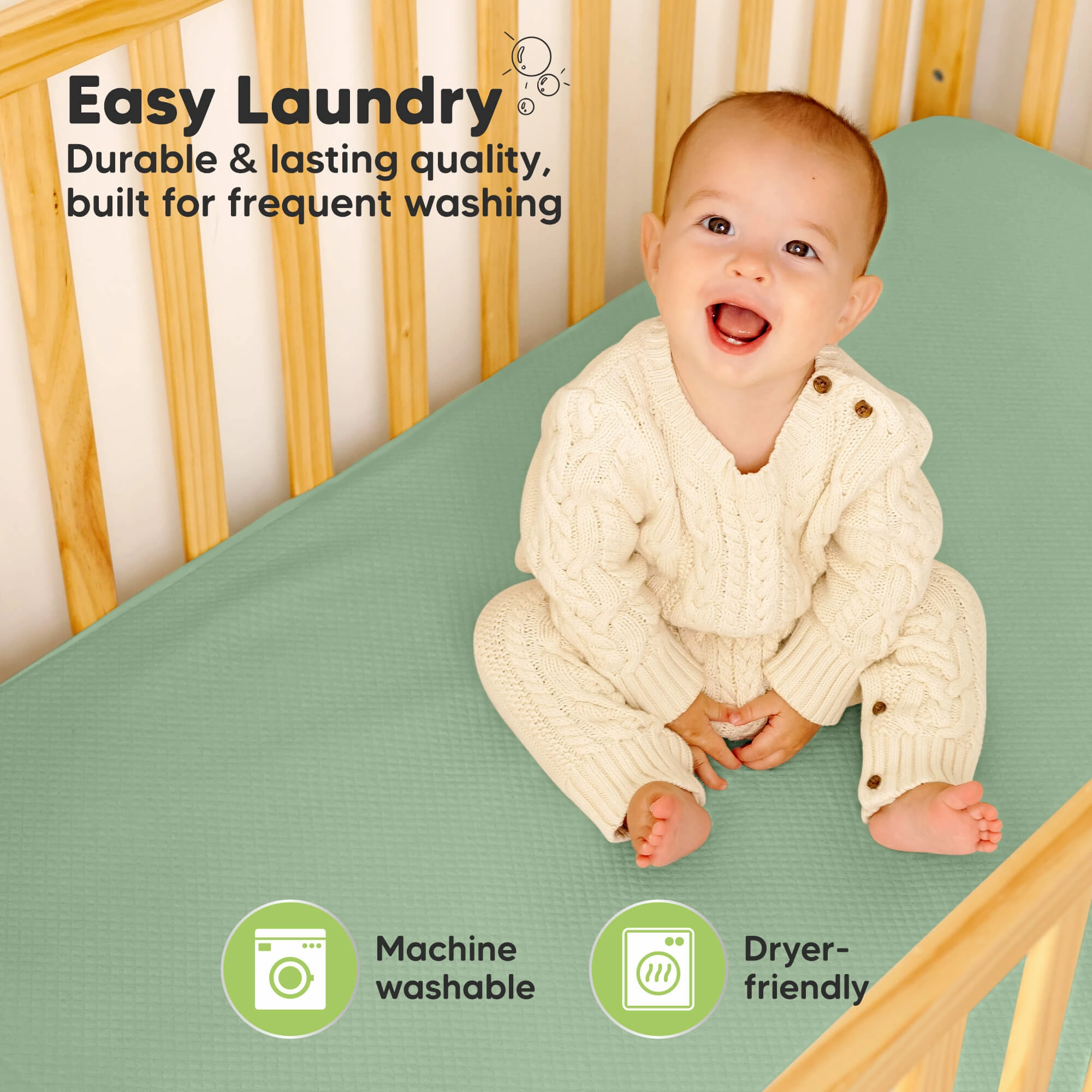 2-Pack Quin Protect  Waterproof Crib Mattress Protector (Lagoon)