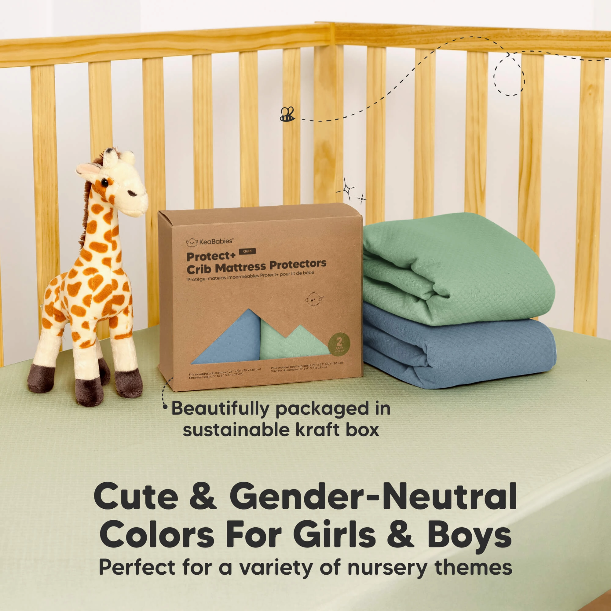 2-Pack Quin Protect  Waterproof Crib Mattress Protector (Lagoon)
