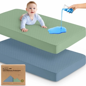 2-Pack Quin Protect  Waterproof Crib Mattress Protector (Lagoon)