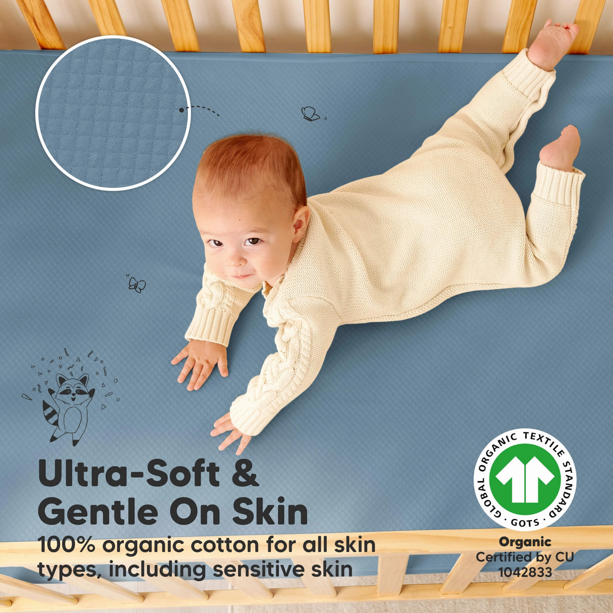 2-Pack Quin Protect  Waterproof Crib Mattress Protector (Lagoon)