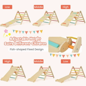 3-in-1 Climbing Set Foldable and Adjustable Kids Triangle Set-Multicolor