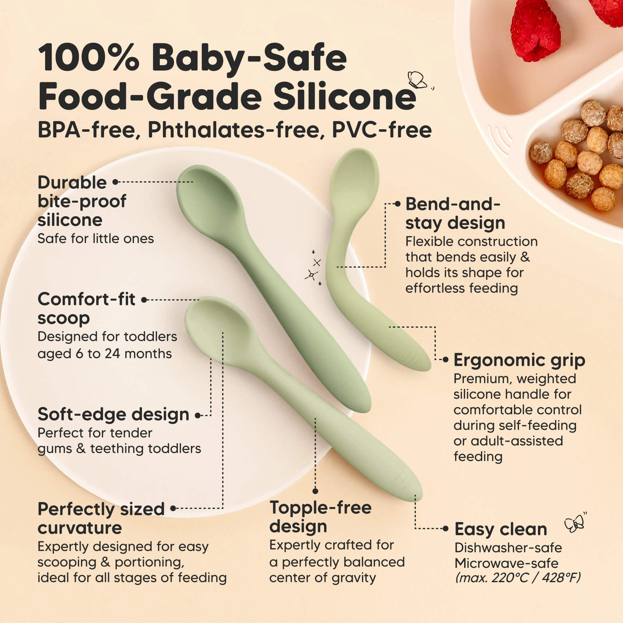 3-Pack Prep Baby Spoons (Sage)