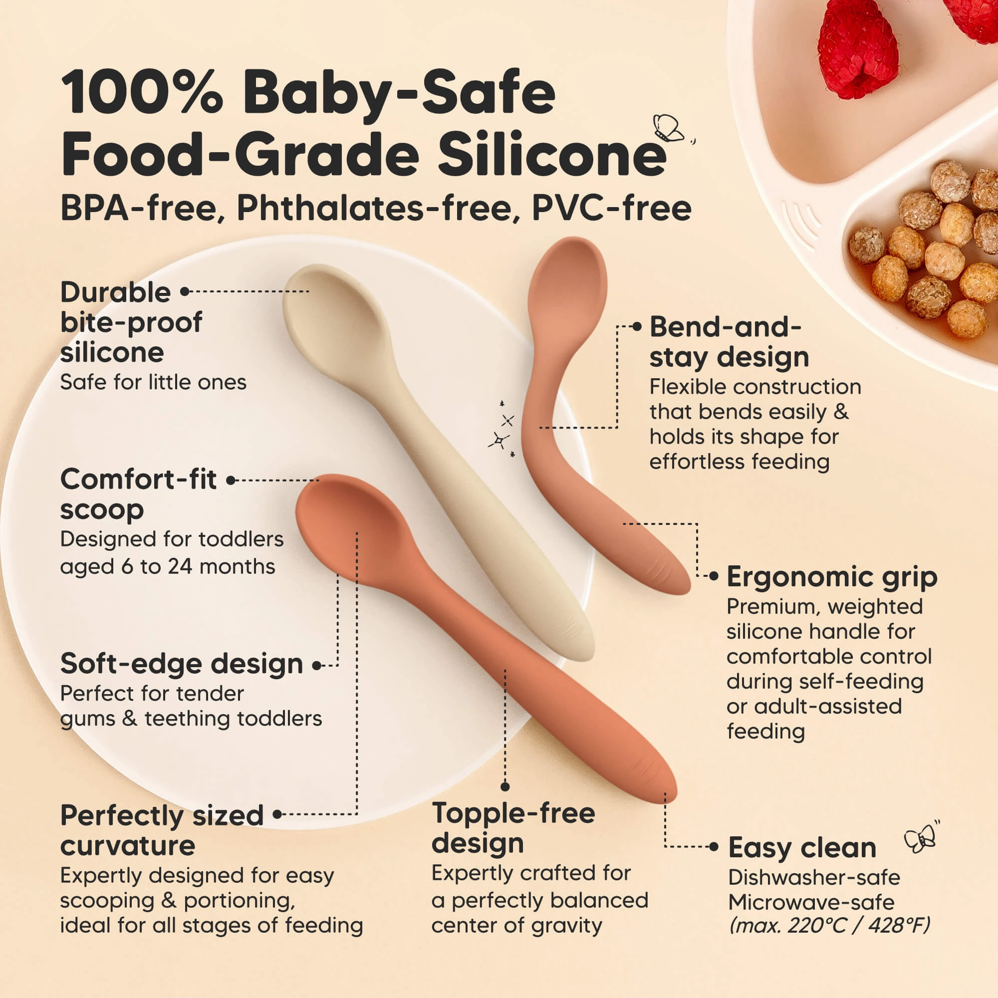 3-Pack Prep Baby Spoons (Terracotta)