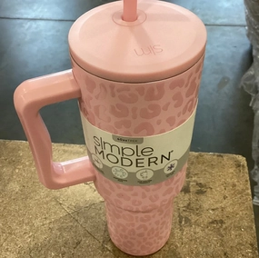40oz Stainless Steel Leopard Lidded Tumbler- Pink