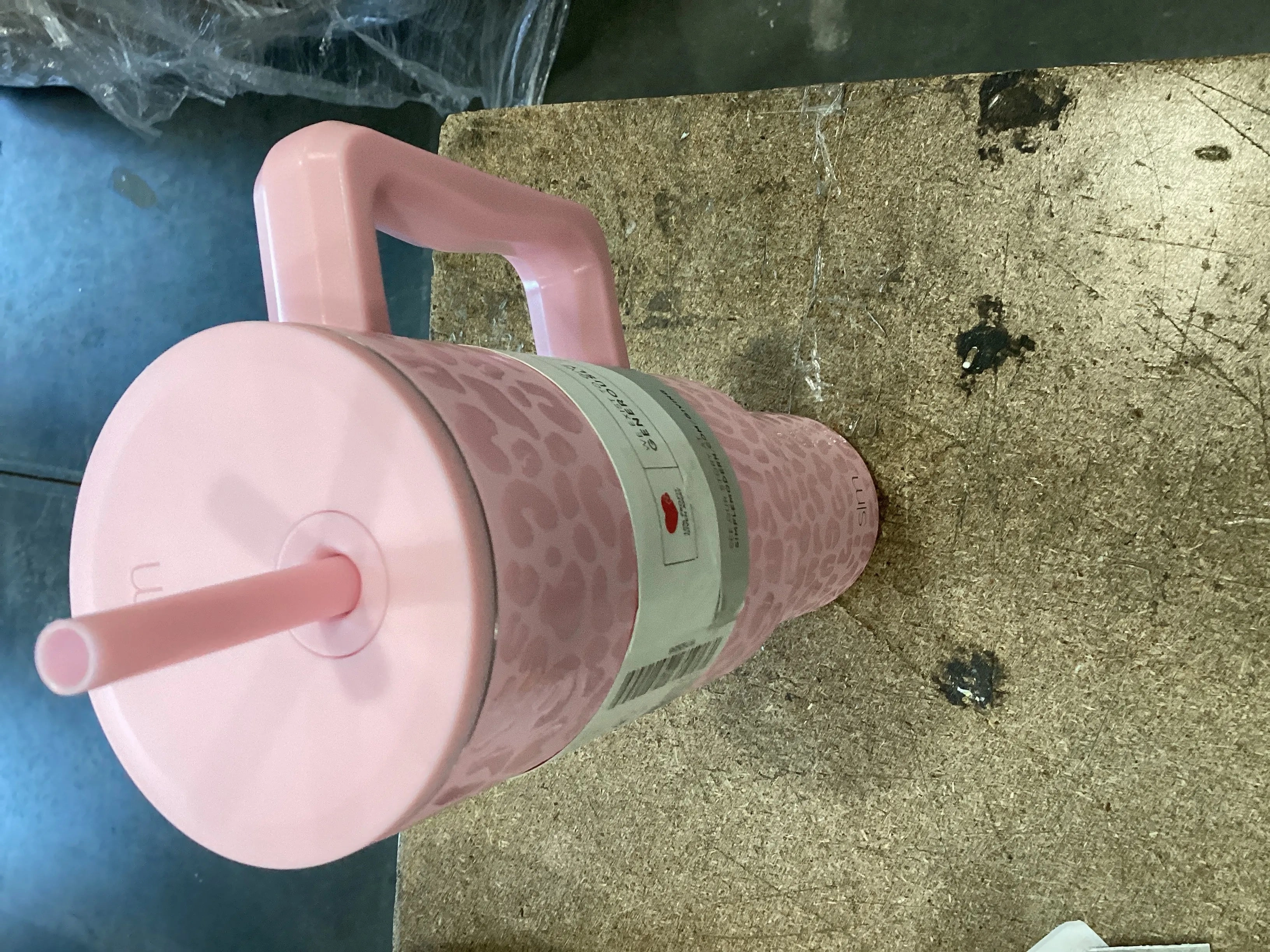 40oz Stainless Steel Leopard Lidded Tumbler- Pink