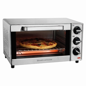 4 Slice Toaster Oven - Stainless Steel 31401: Countertop, 1100W, Pizza Maker, Adjustable Thermostat, Timer
