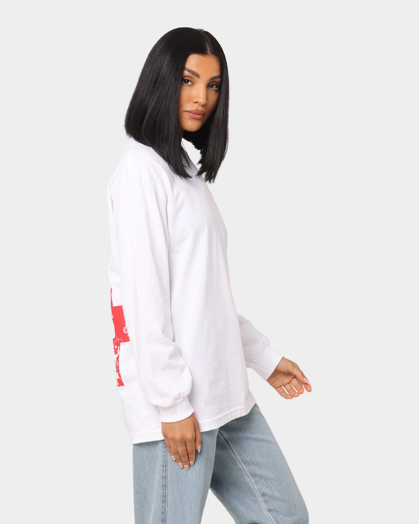 4HUNNID 4 Logo Paisley Long Sleeve T-Shirt White