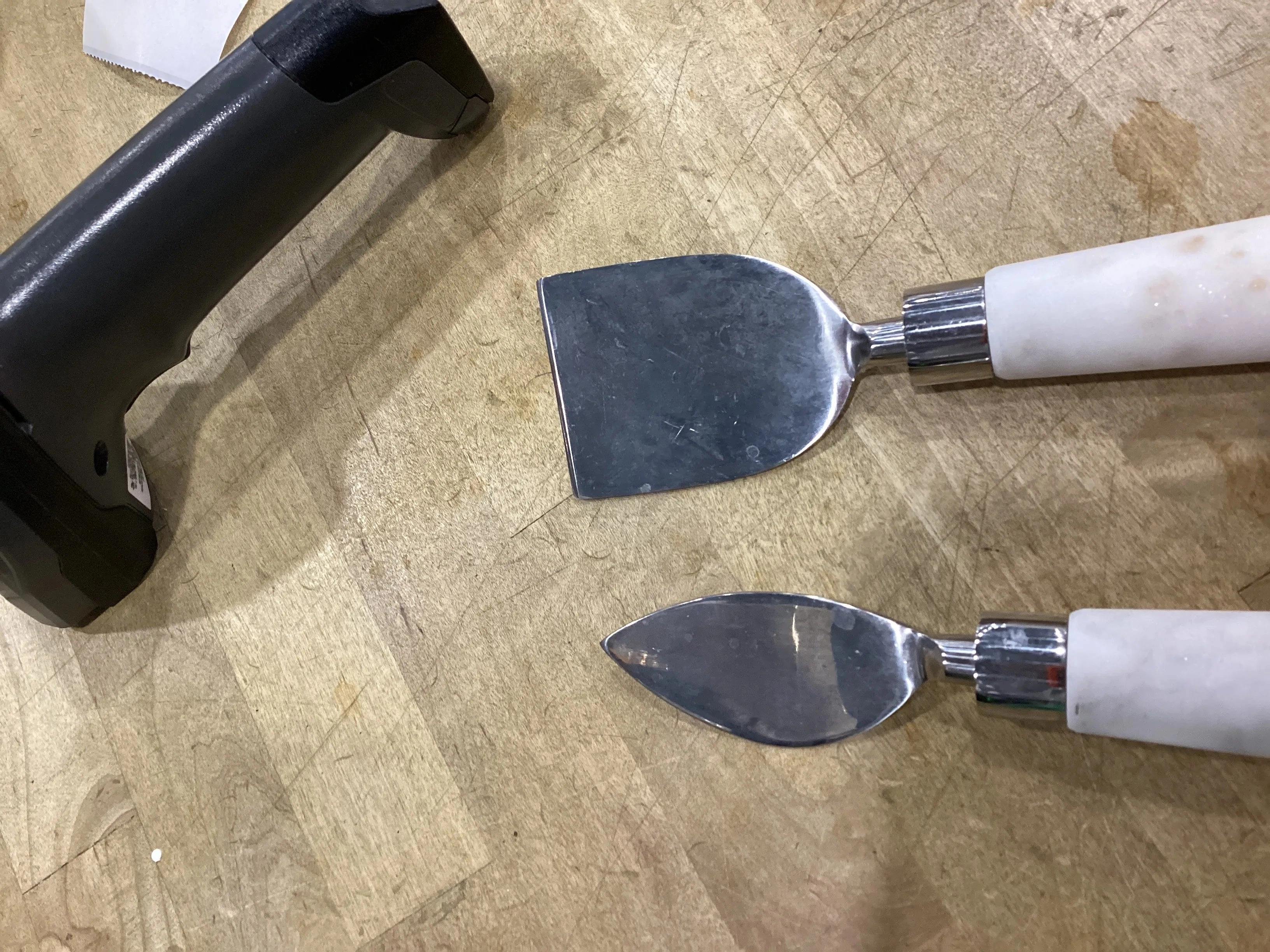 4pk Stainless Steel Cheese Knives- Marble White