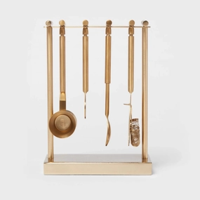 5pc Metal Bar Tool Set with Stand - Gold