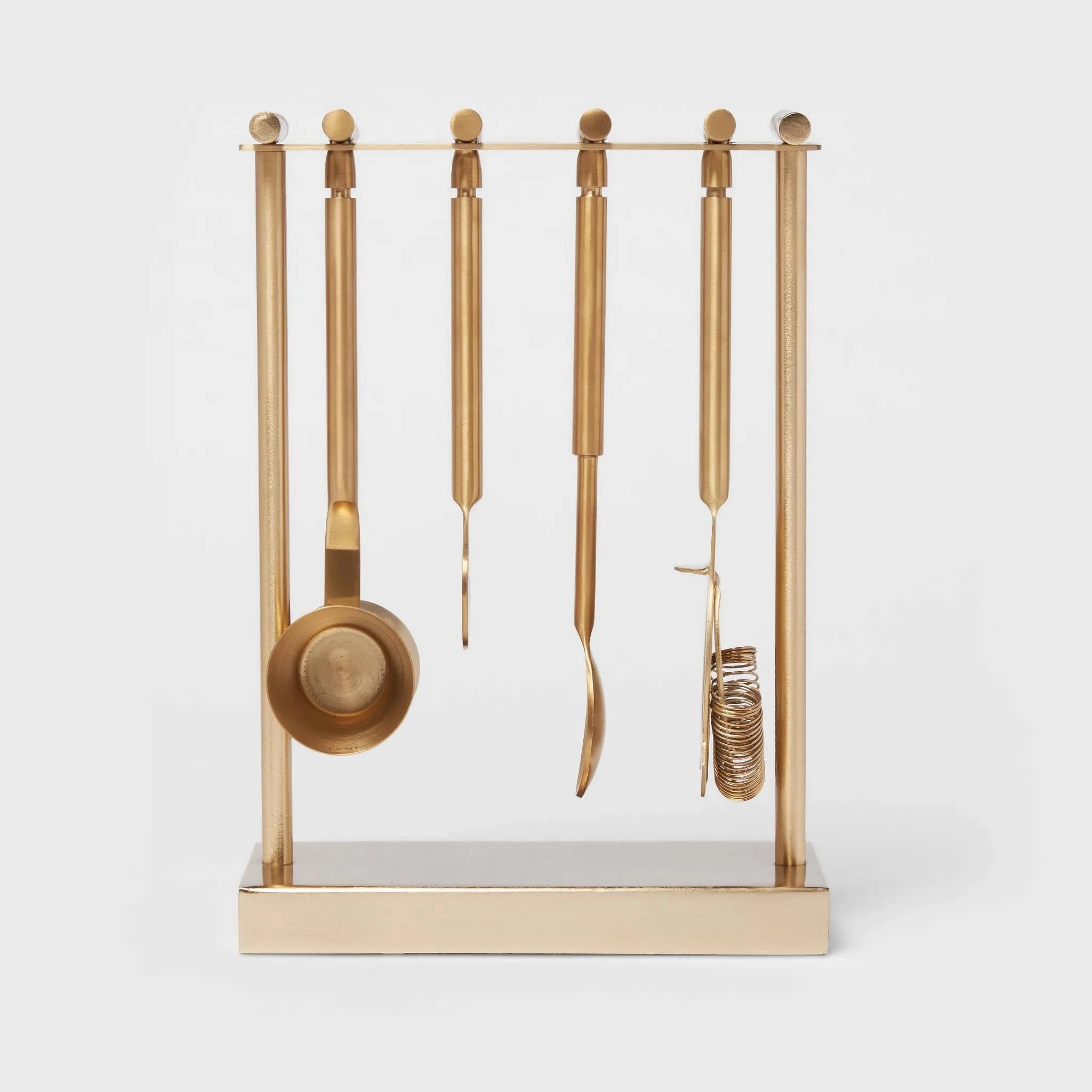 5pc Metal Bar Tool Set with Stand - Gold