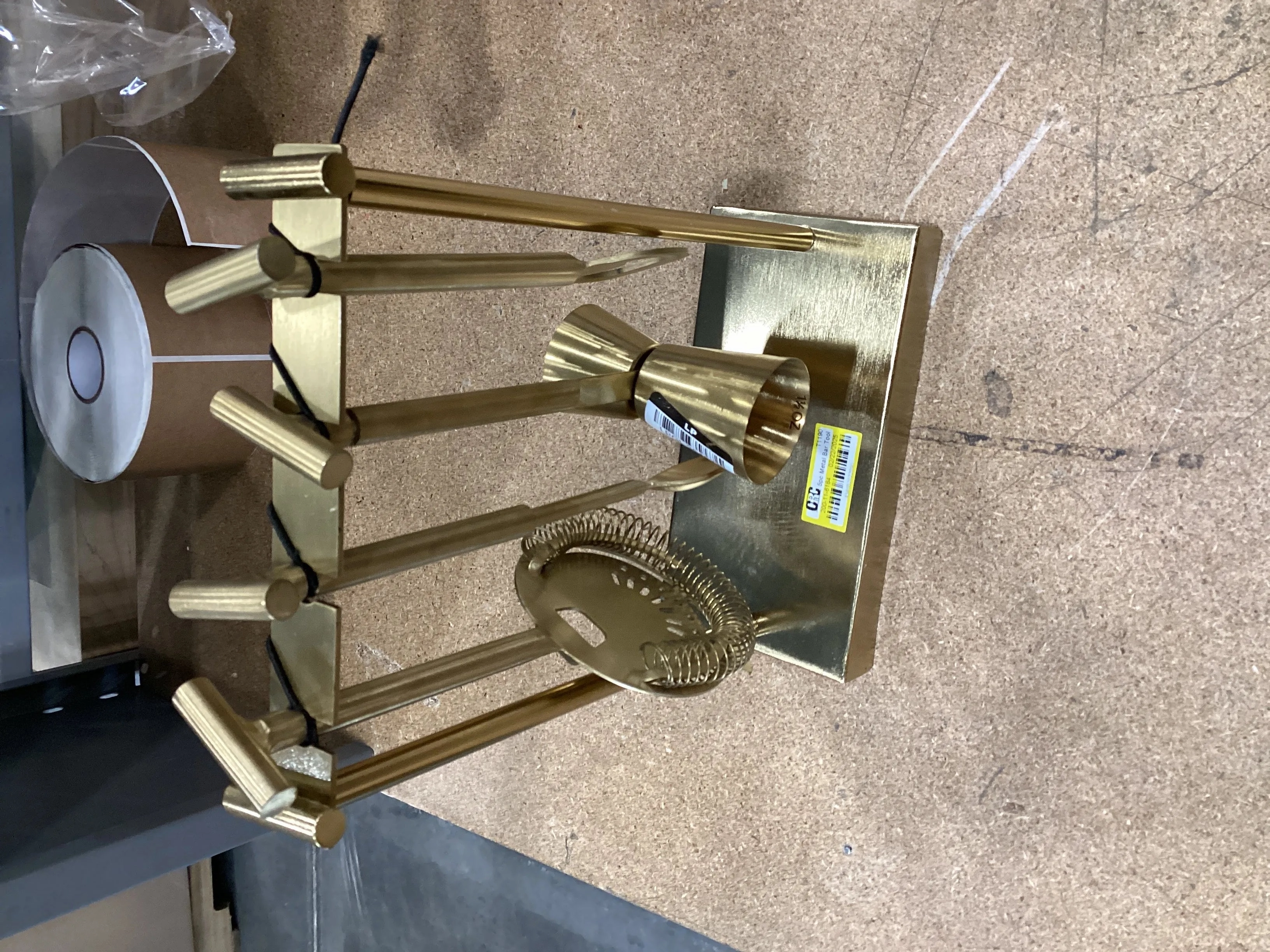 5pc Metal Bar Tool Set with Stand - Gold