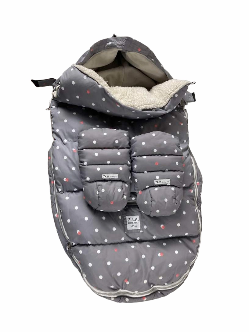 7 A.M. Enfant LambPOD Stroller and Car Seat Footmuff, Small/Medium, Grey Polka Dots