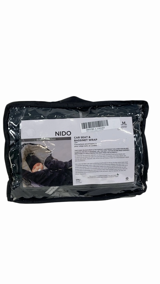7 A.M. Enfant Nido, Black Velour, Small (0-6 Months)