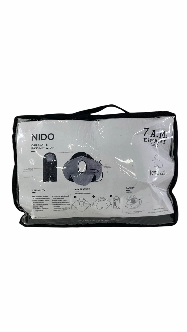 7 A.M. Enfant Nido, Black Velour, Small (0-6 Months)
