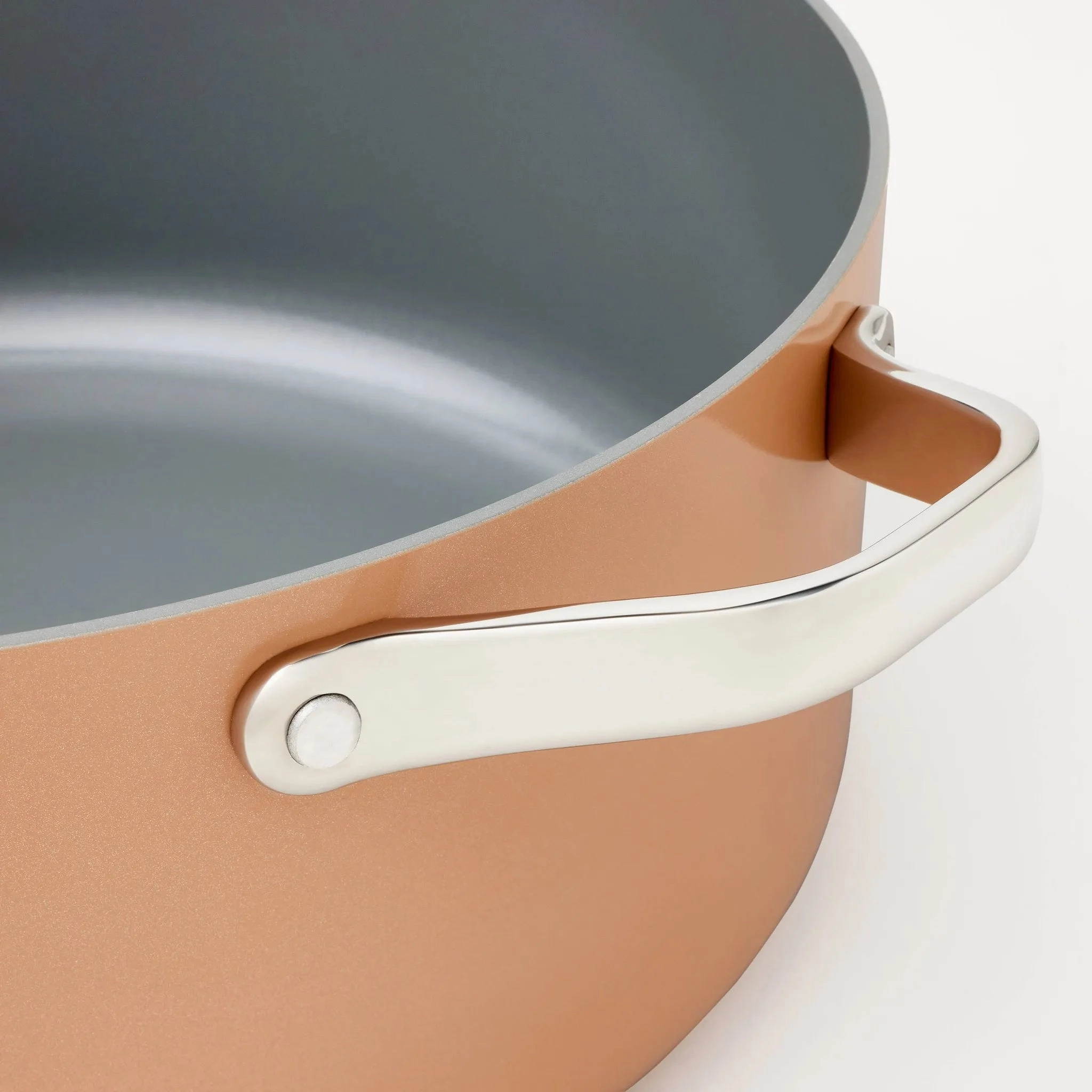 8qt Nonstick Ceramic Coated Aluminum Wide Stock Pot Terracotta Orange - ™: Induction Safe, Dishwasher-Safe