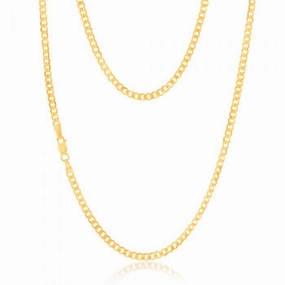 9ct Yellow Gold Concave Extra Flat 80 Gauge 3mm Curb 45cm Chain