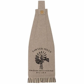 *2/Set Sawyer Mill Charcoal Windmill Button Loop Kitchen Towels
