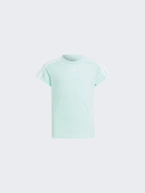 Adidas Essentials 3S Kids-Girls Sportswear T-Shirt Flash Aqua/White