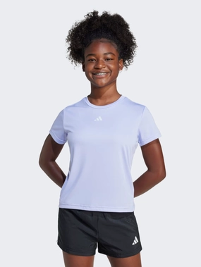 Adidas Essentials Logo Kids-Girls Sportswear T-Shirt Violet Tone/White