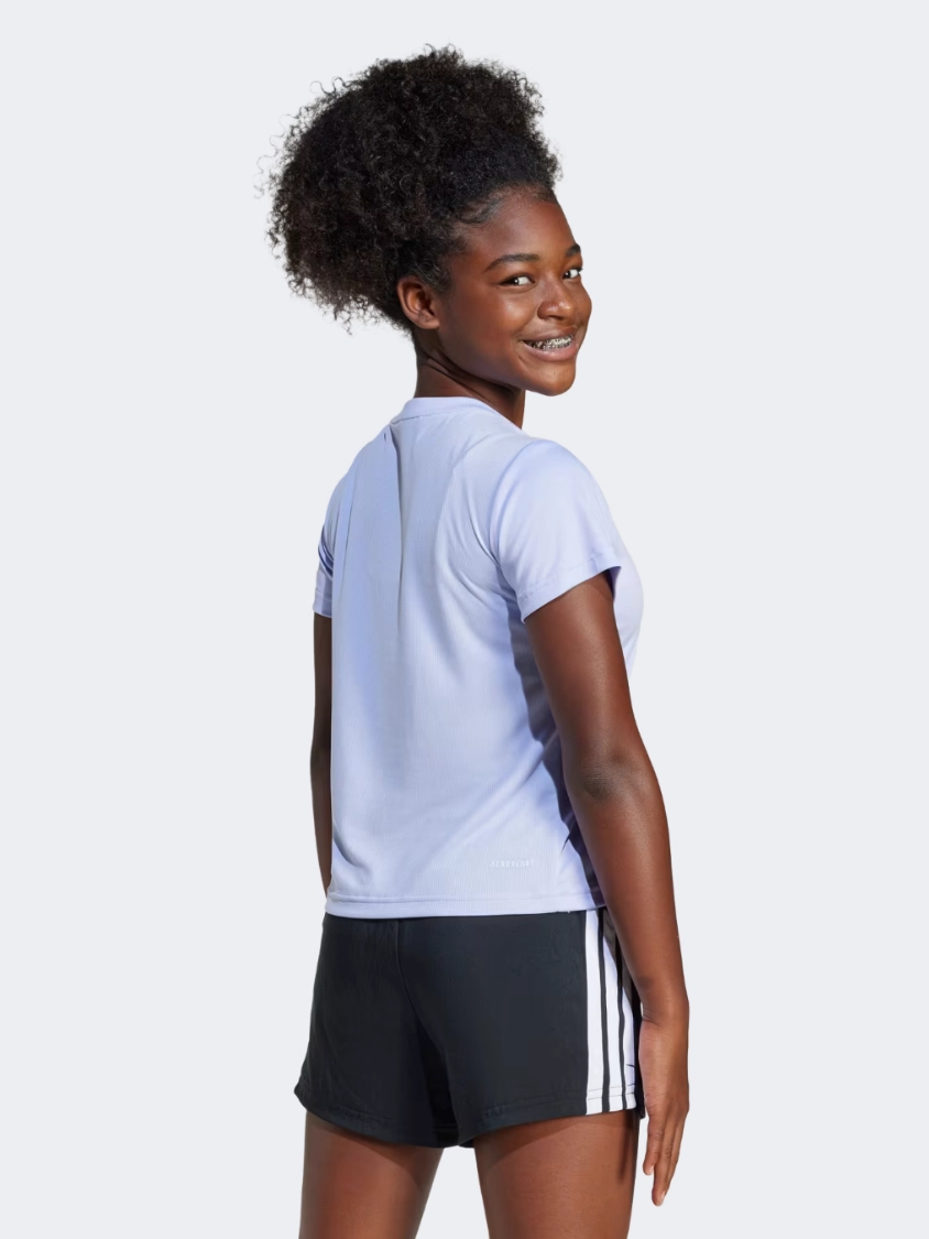 Adidas Essentials Logo Kids-Girls Sportswear T-Shirt Violet Tone/White