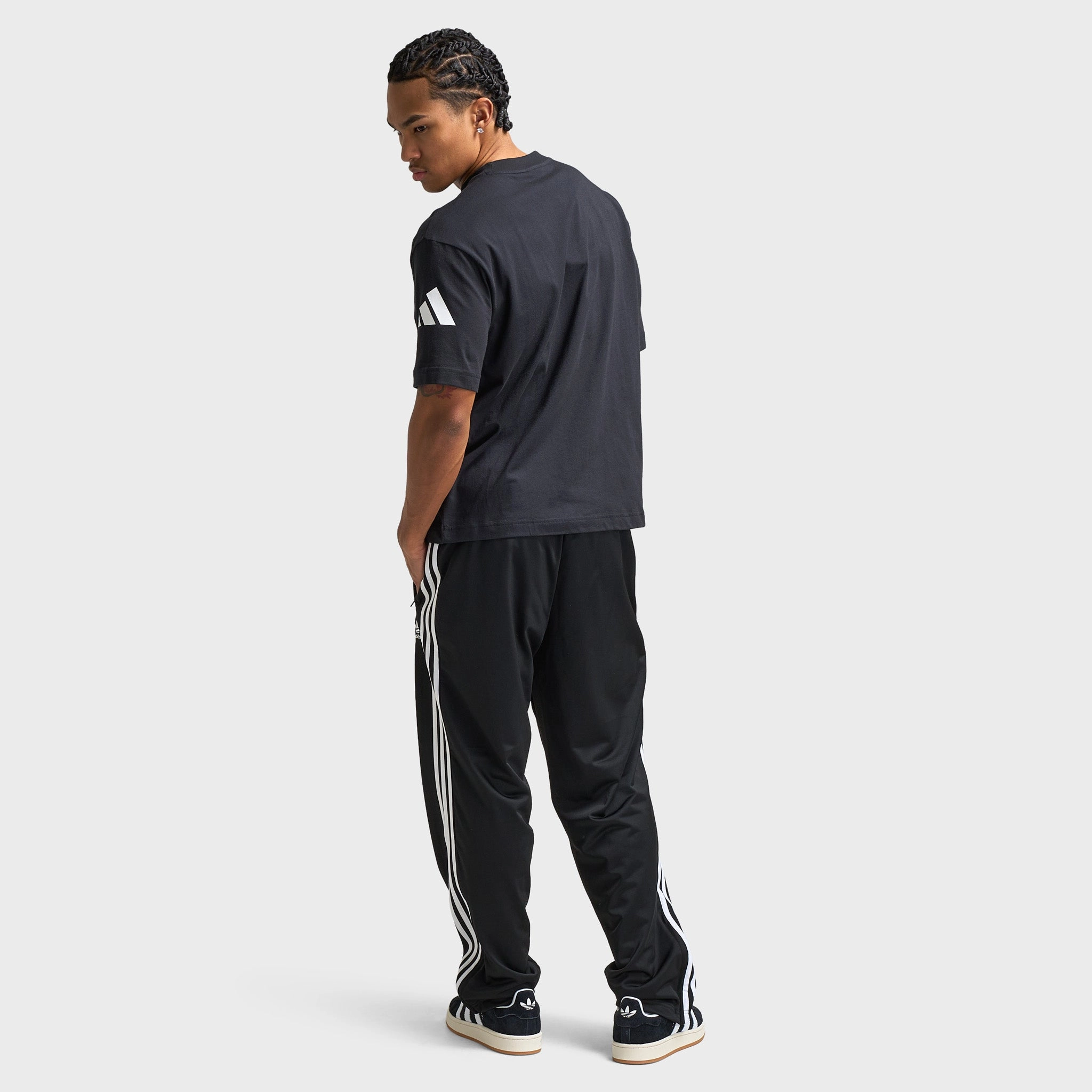 adidas Essentials Loose Fit 3 Bar Logo T-Shirt Black / White