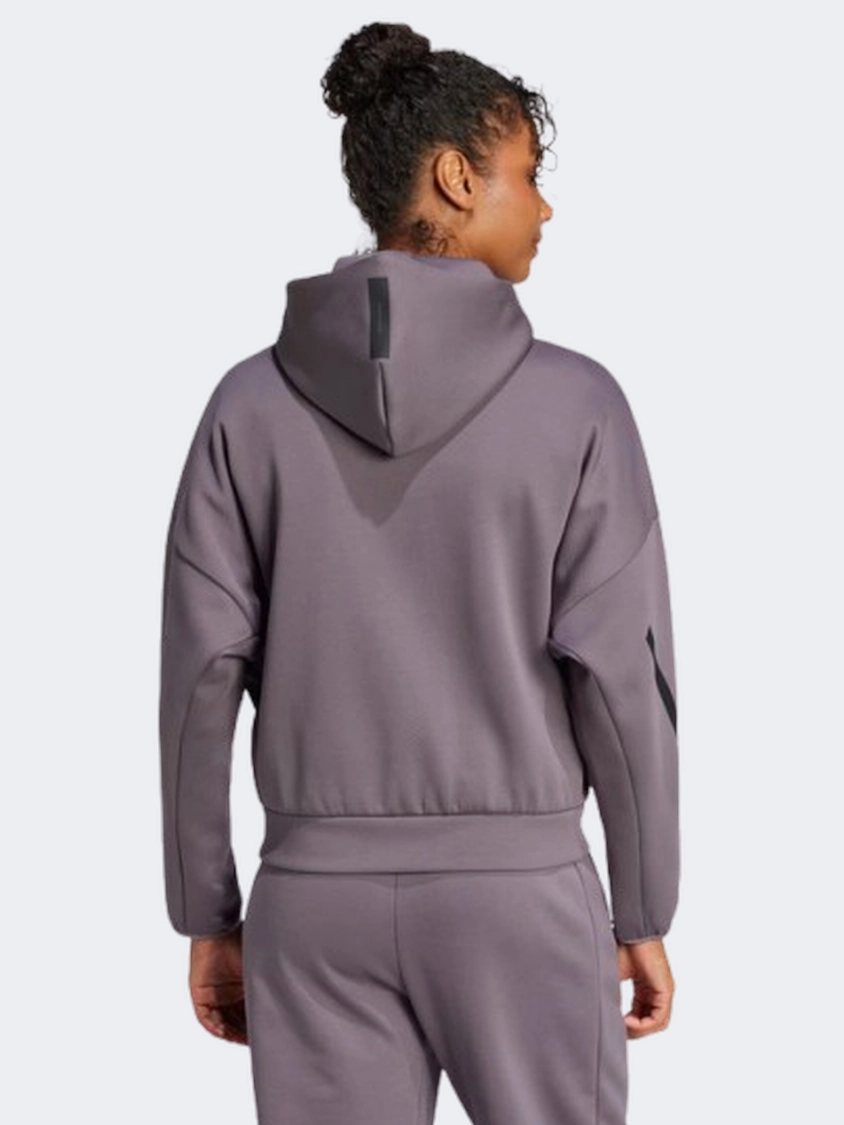 Adidas Z N E Full Zip Women Sportswear Hoody Grey Strata