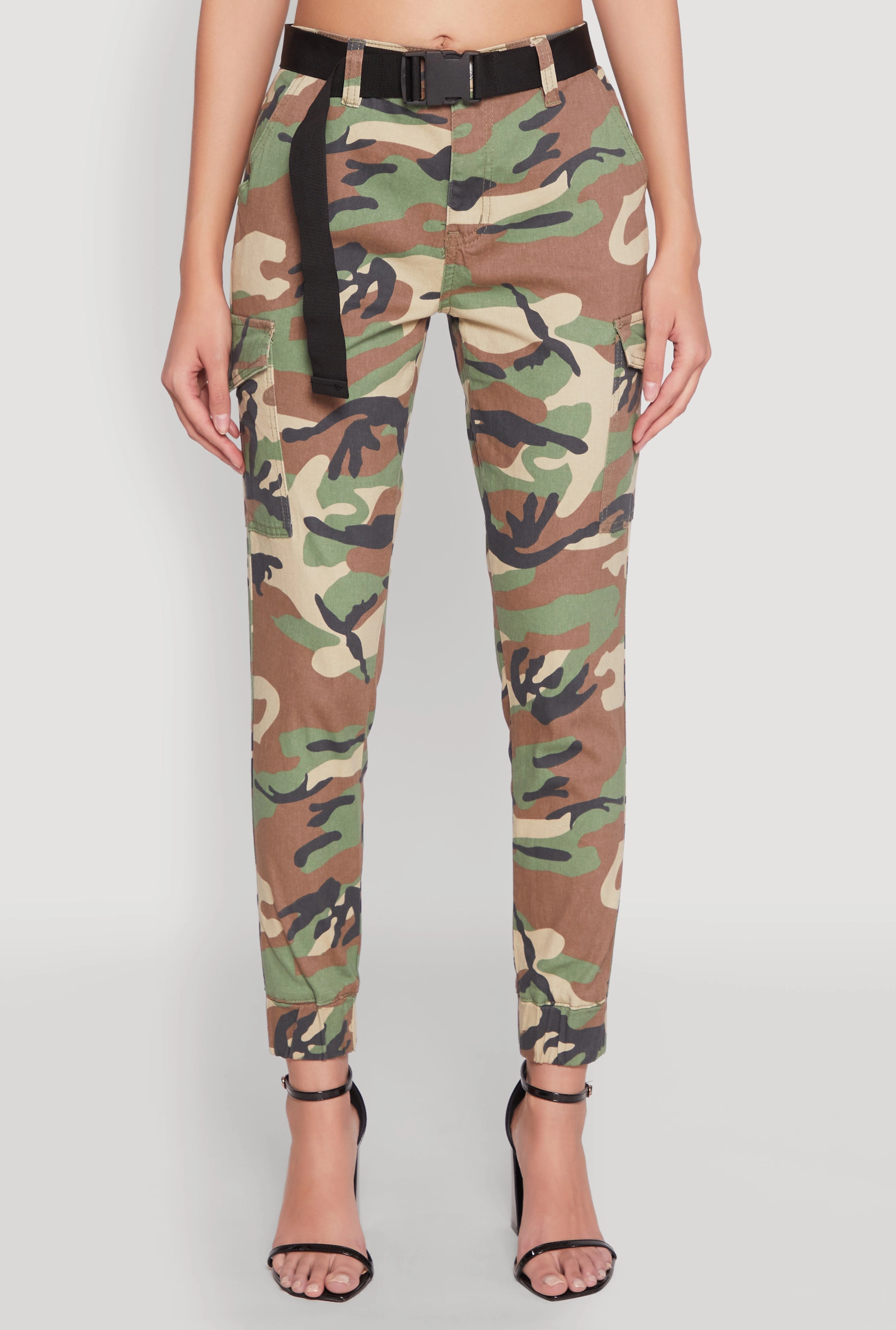 Almost Famous Belted Camo Cargo Joggers