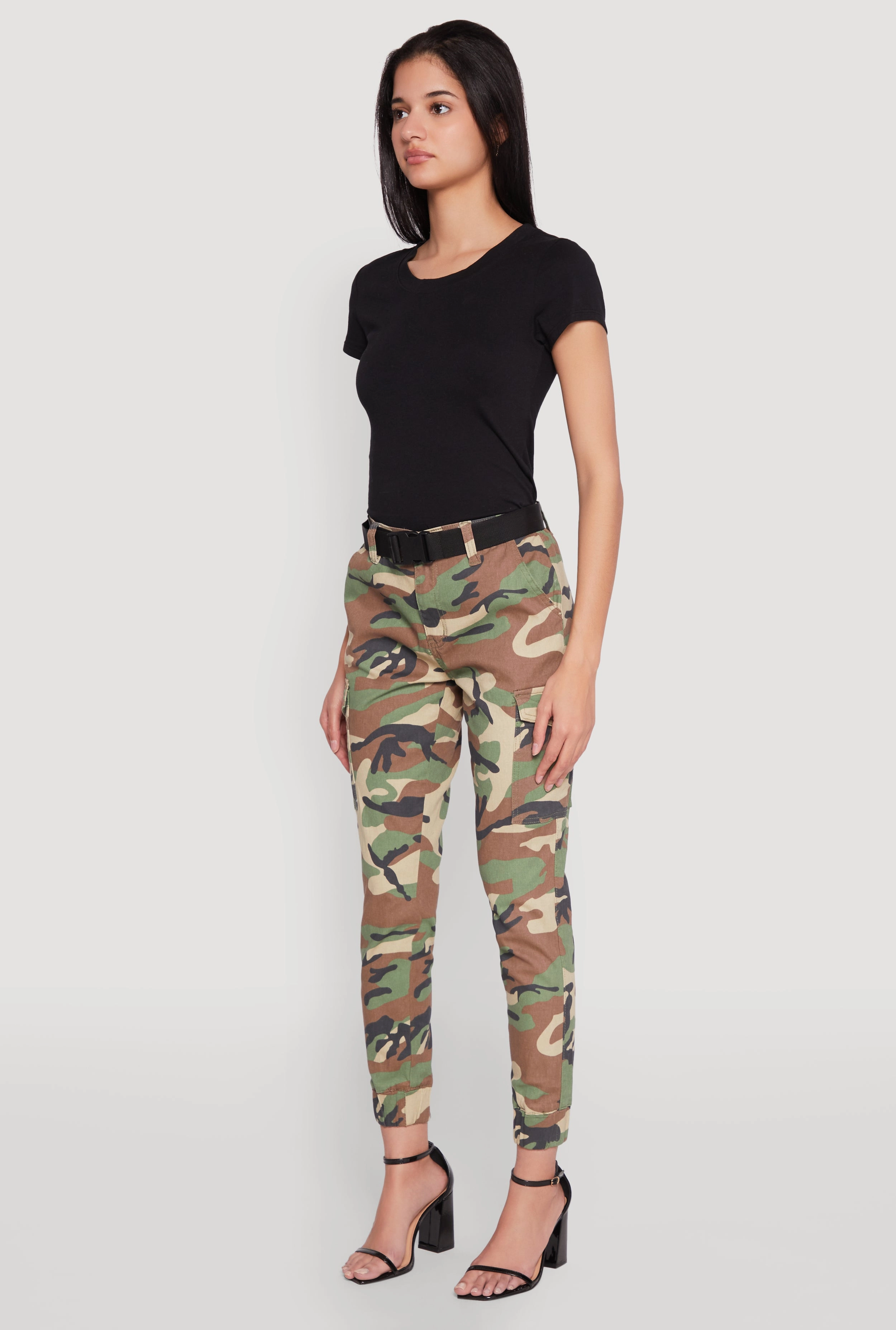 Almost Famous Belted Camo Cargo Joggers