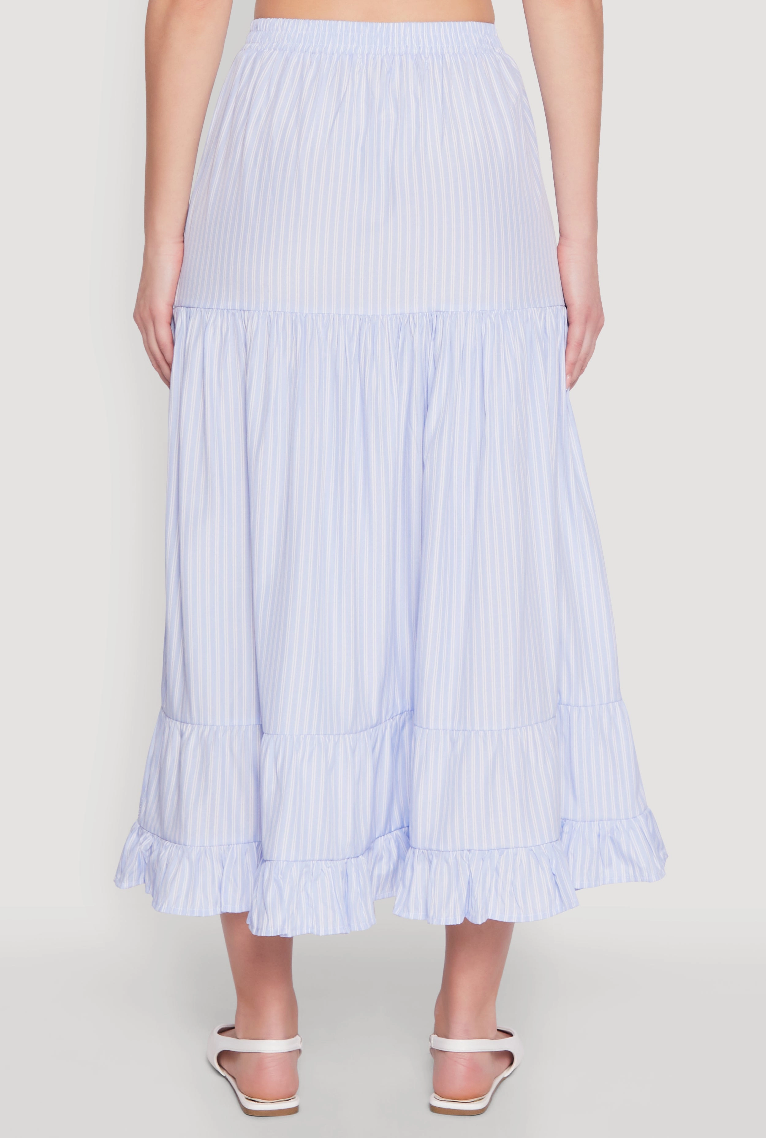 Almost Famous Pinstripe Tiered Skirt