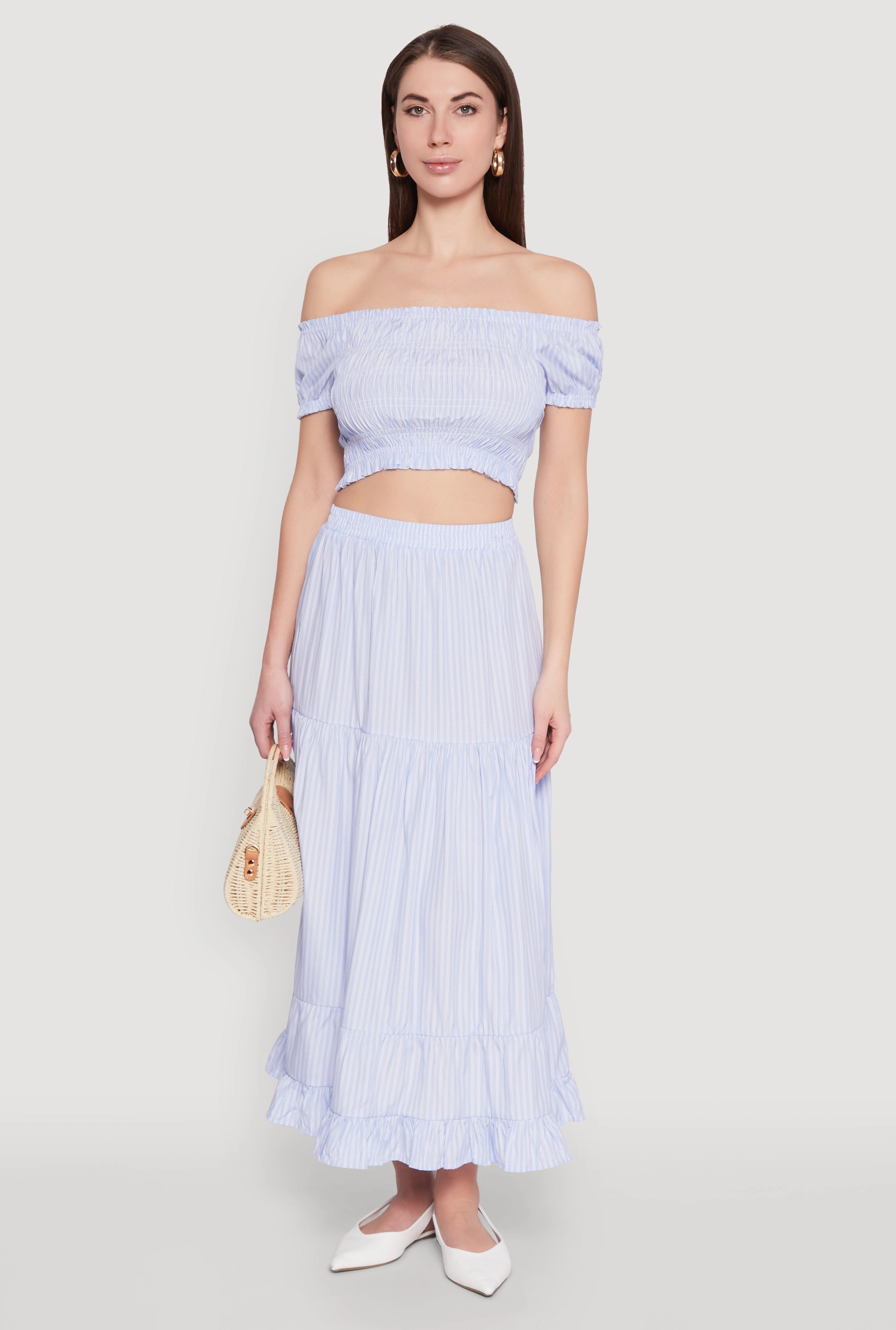 Almost Famous Pinstripe Tiered Skirt