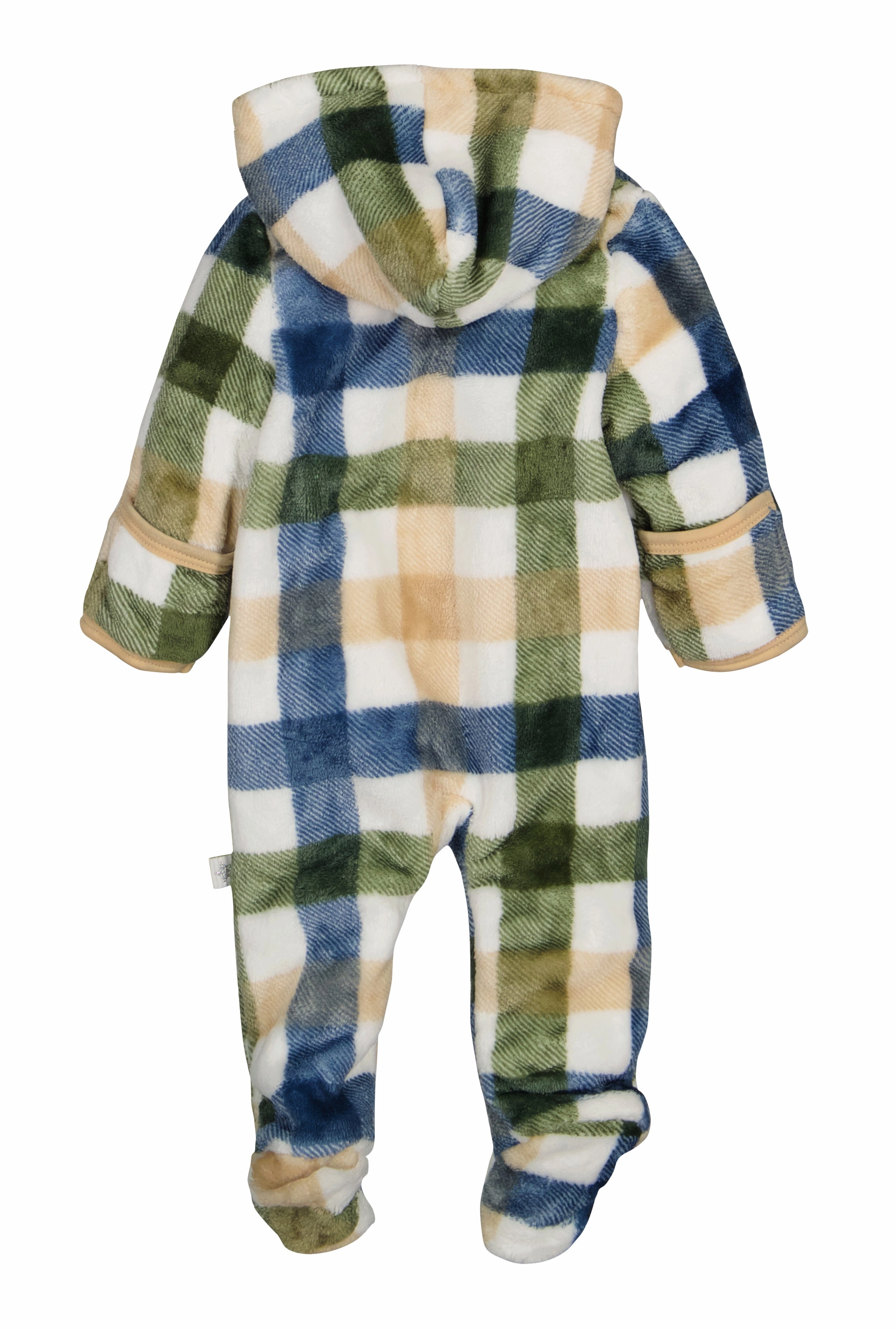 Baby Boys 0-9M Bear Plaid Hooded Footed Jumpsuit