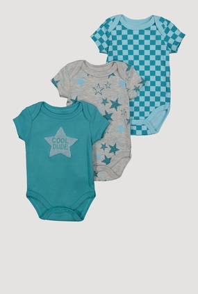 Baby Boys 0-9M Chenille Cool Dude Graphic Bodysuits 3 Pack