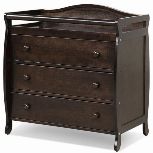 Baby Changing Table Infant Diaper With 3 Drawers and Safety Belt-Brown