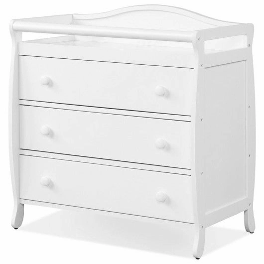 Baby Changing Table Infant Diaper With 3 Drawers and Safety Belt-White