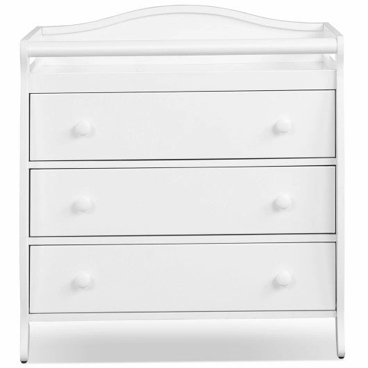 Baby Changing Table Infant Diaper With 3 Drawers and Safety Belt-White